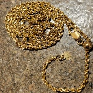 22" 10k adjustable yellow gold rope chain